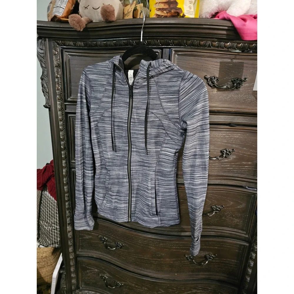 Lululemon Scuba Hoodie Full Zip Space Dye Grey‎ White Jacket Size 6